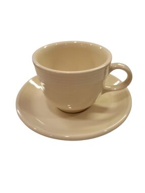 Fiesta® Linen Teacup & Saucer Set | Homer Laughlin Fiestaware  Neutral Beige